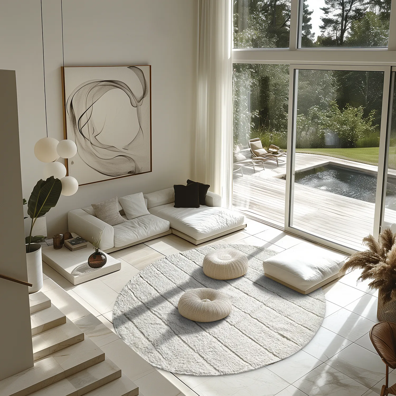 Tapete redondo - Willow Natural Cotton Shaggy (offwhite)