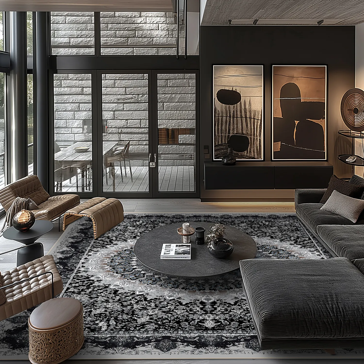 Tapete Wilton - Yelda (preto/multicolorido)