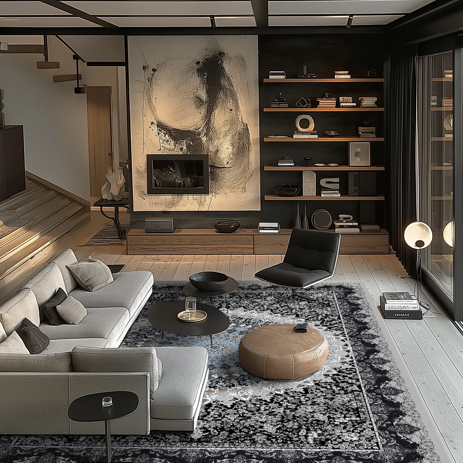 Tapete Wilton - Yelda (preto/multicolorido)