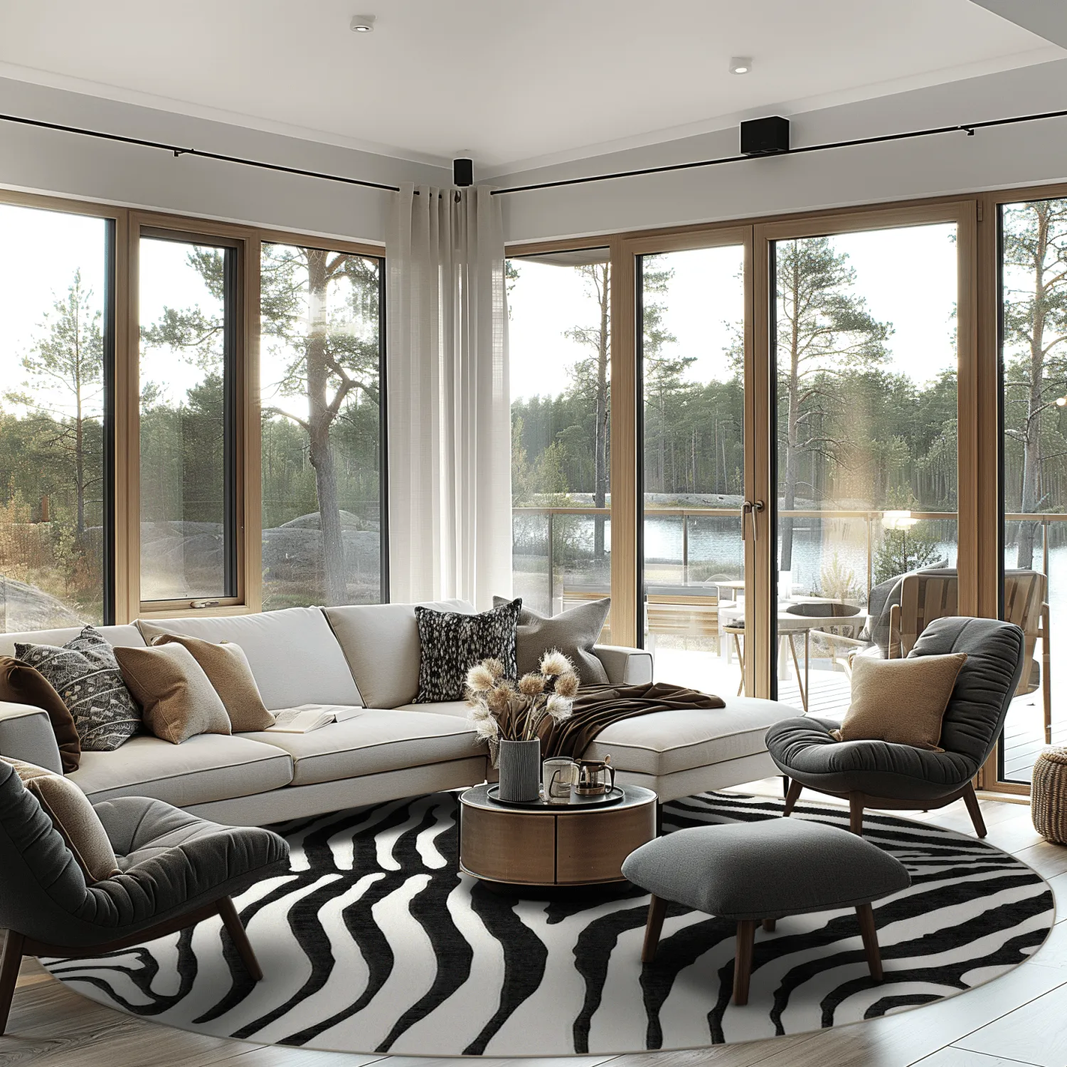 Tapete redondo - Zebra (preto/branco)