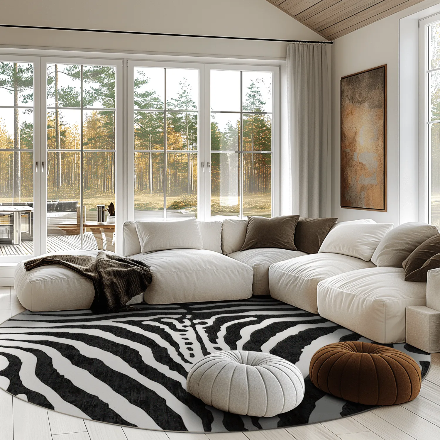 Tapete redondo - Zebra (preto/branco)