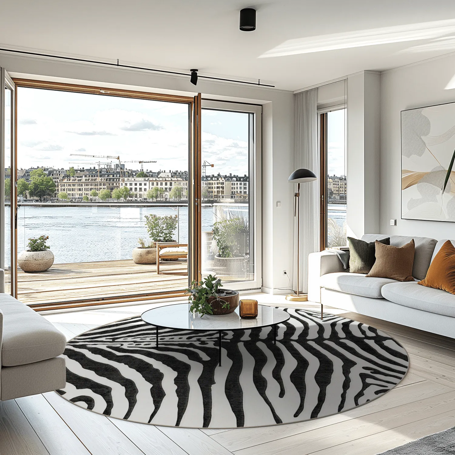 Tapete redondo - Zebra (preto/branco)