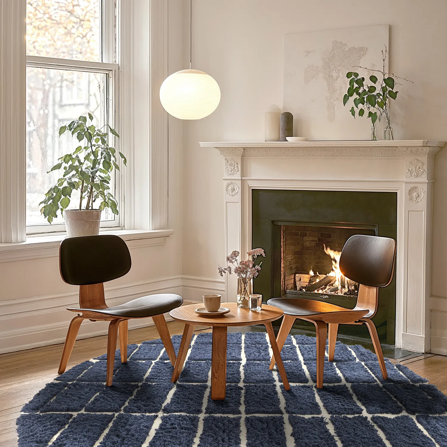 Tapete redondo - Zola Natural Cotton Shaggy (azul)