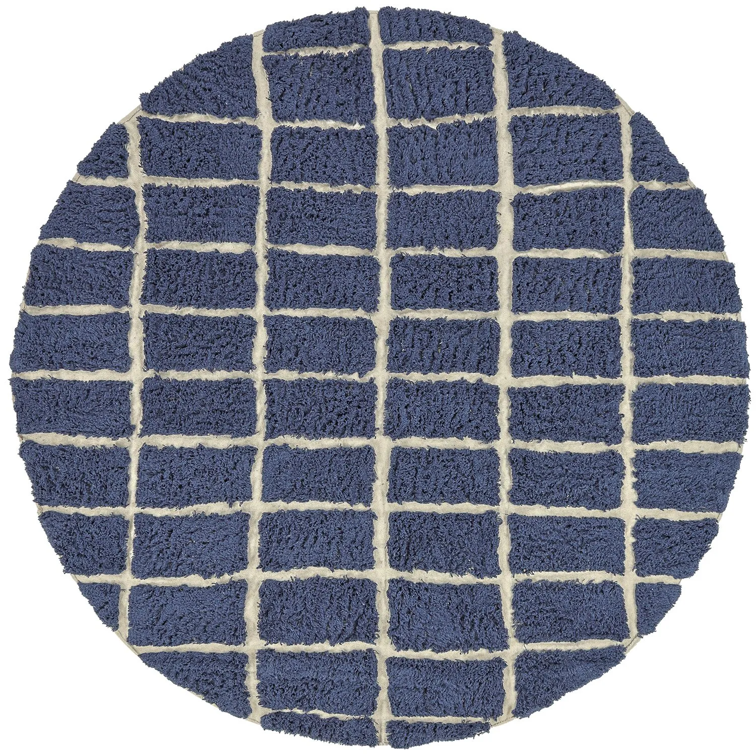 Tapete redondo - Zola Natural Cotton Shaggy (azul)