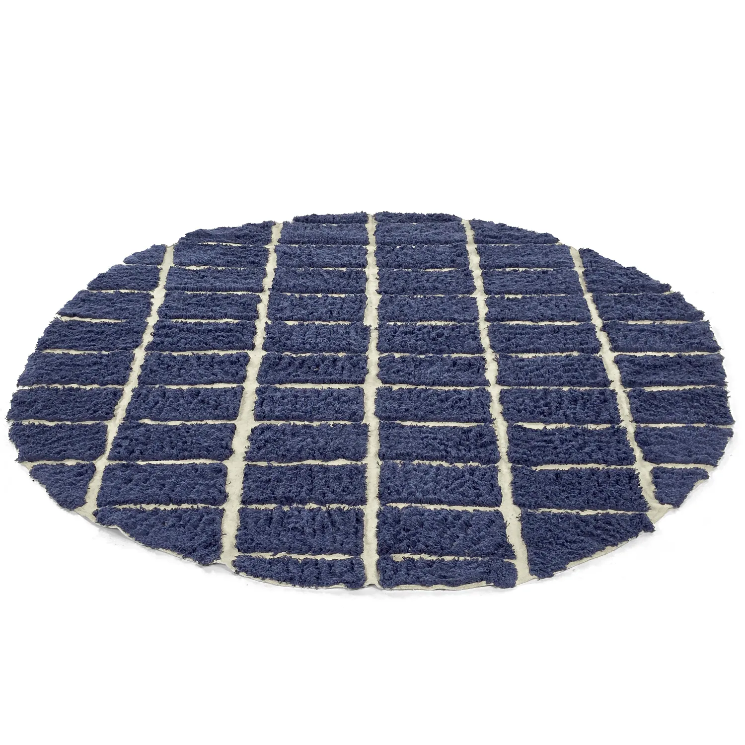 Tapete redondo - Zola Natural Cotton Shaggy (azul)