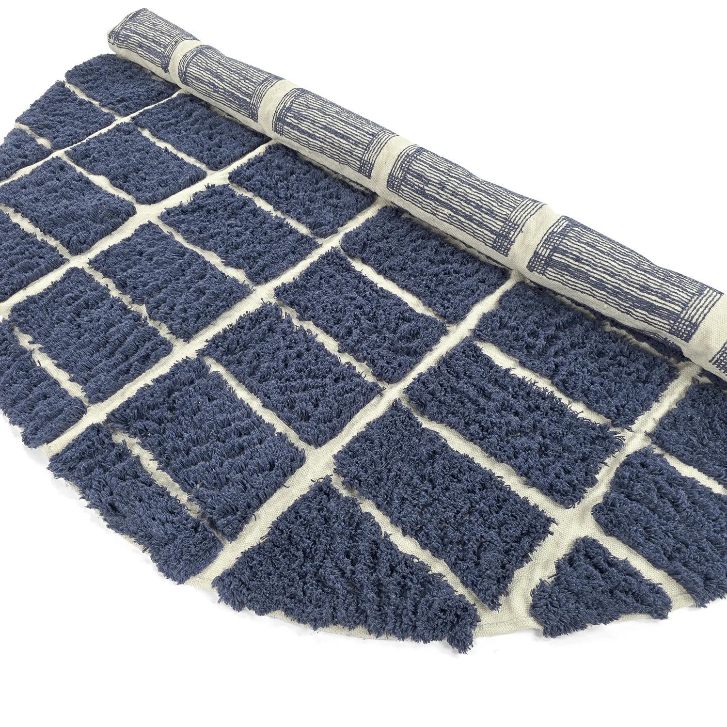 Tapete redondo - Zola Natural Cotton Shaggy (azul)