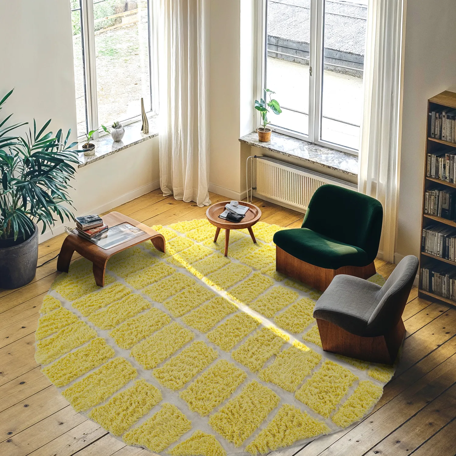 Tapete redondo - Zola Natural Cotton Shaggy (amarelo)