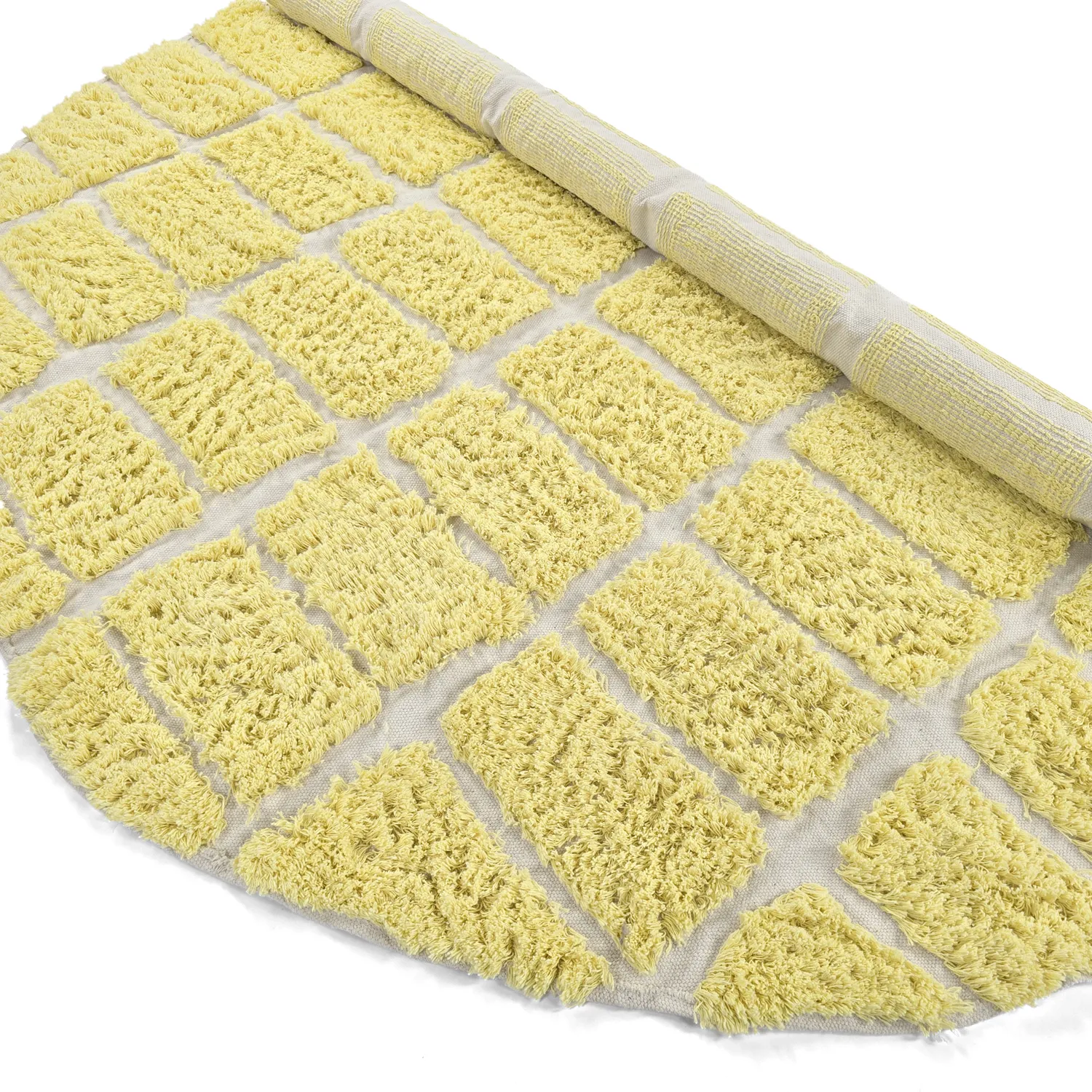 Tapete redondo - Zola Natural Cotton Shaggy (amarelo)