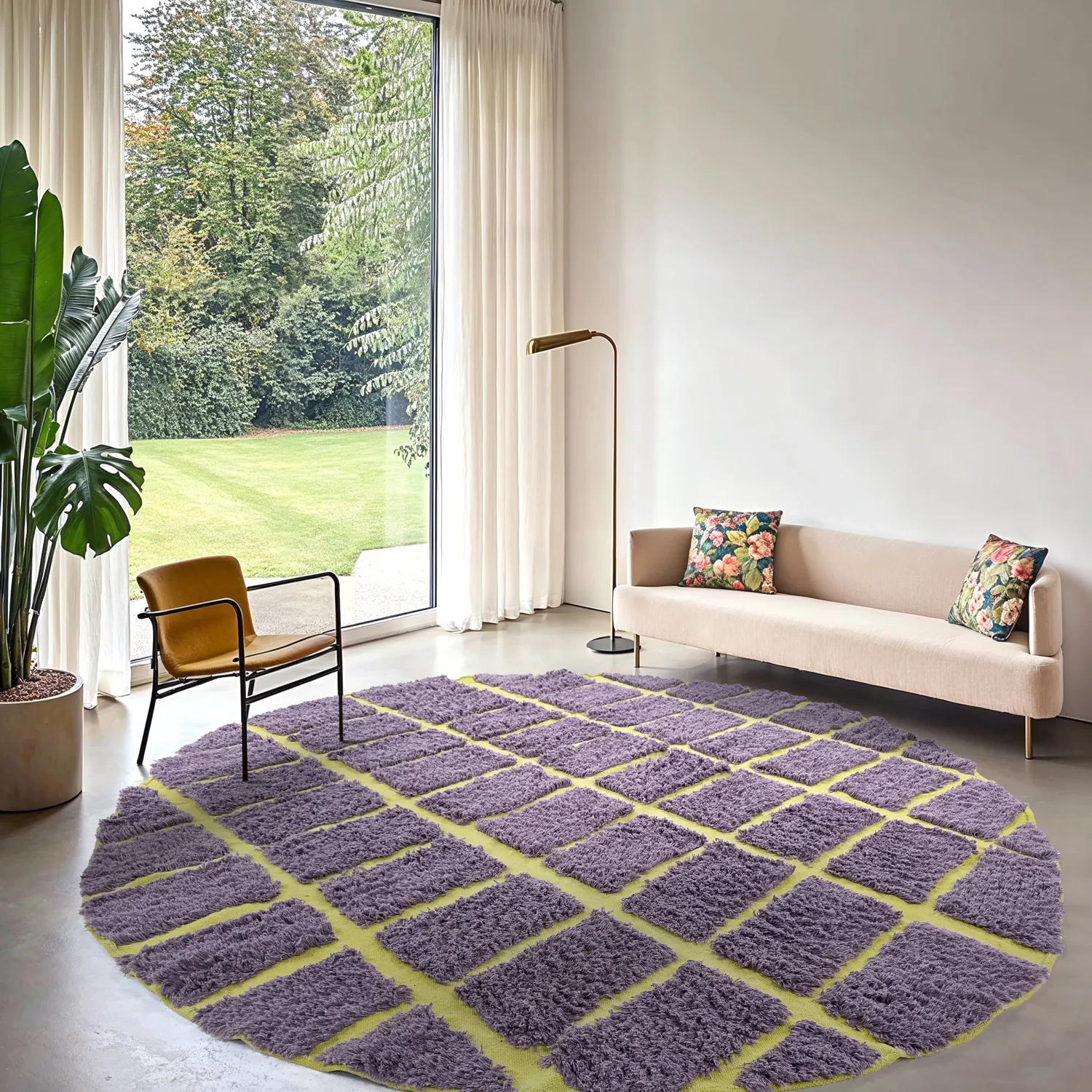 Tapete redondo - Zola Natural Cotton Shaggy (roxo)