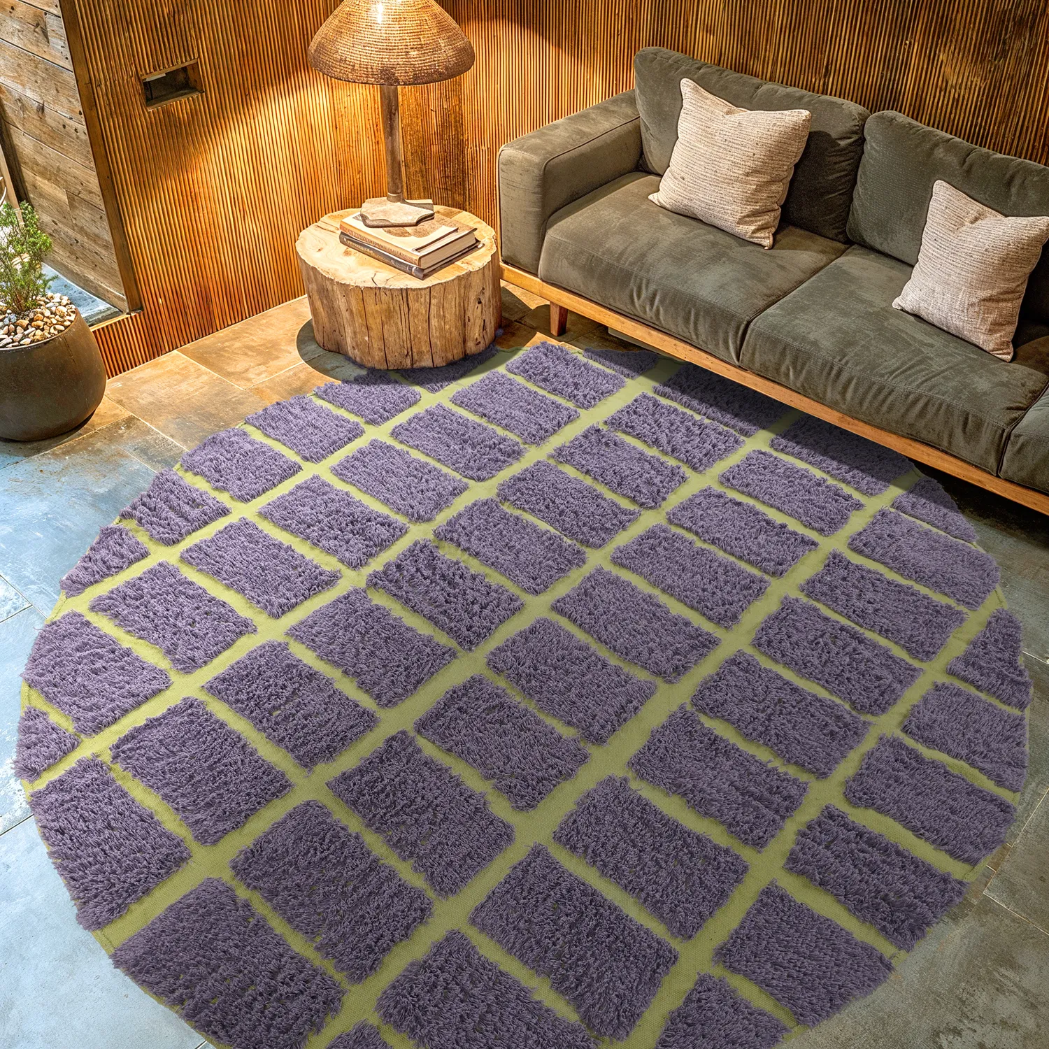 Tapete redondo - Zola Natural Cotton Shaggy (roxo)