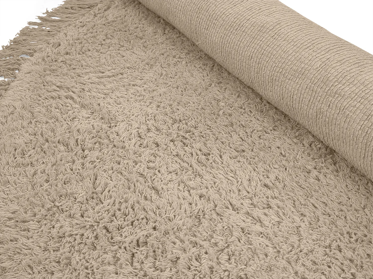 Tapete redondo - Alba Natural Cotton Shaggy (bege)