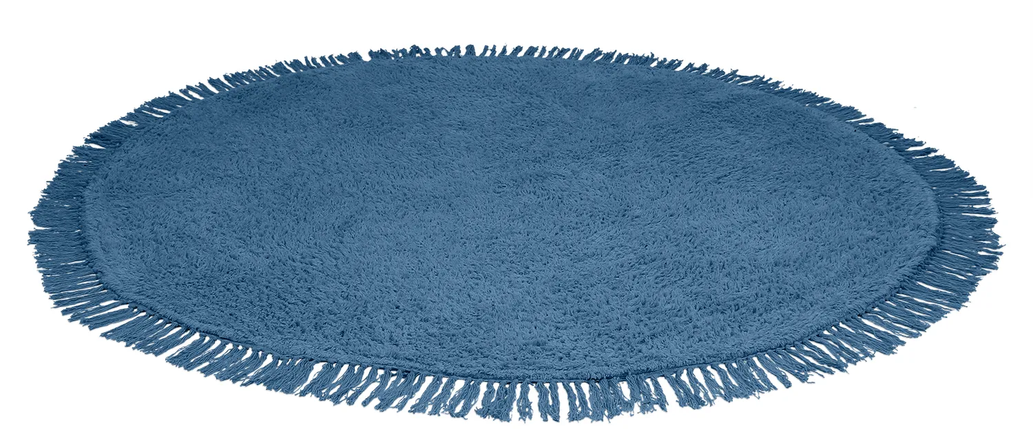 Tapete redondo - Alba Natural Cotton Shaggy (azul)