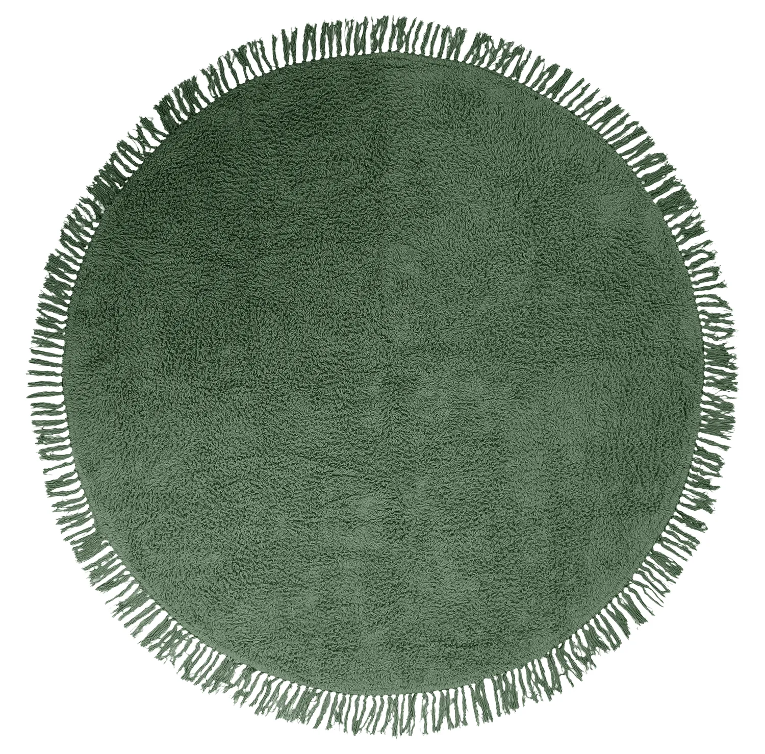 Tapete redondo - Alba Natural Cotton Shaggy (verde)