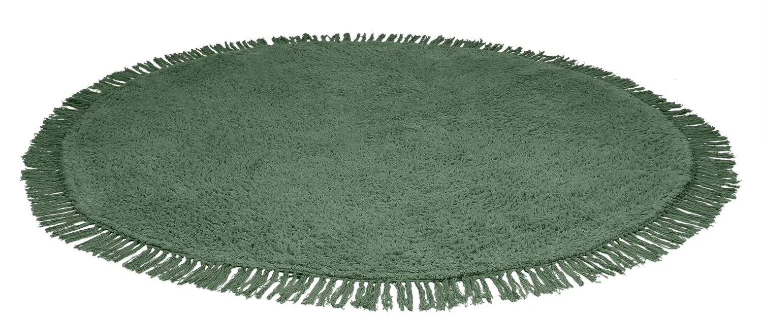 Tapete redondo - Alba Natural Cotton Shaggy (verde)
