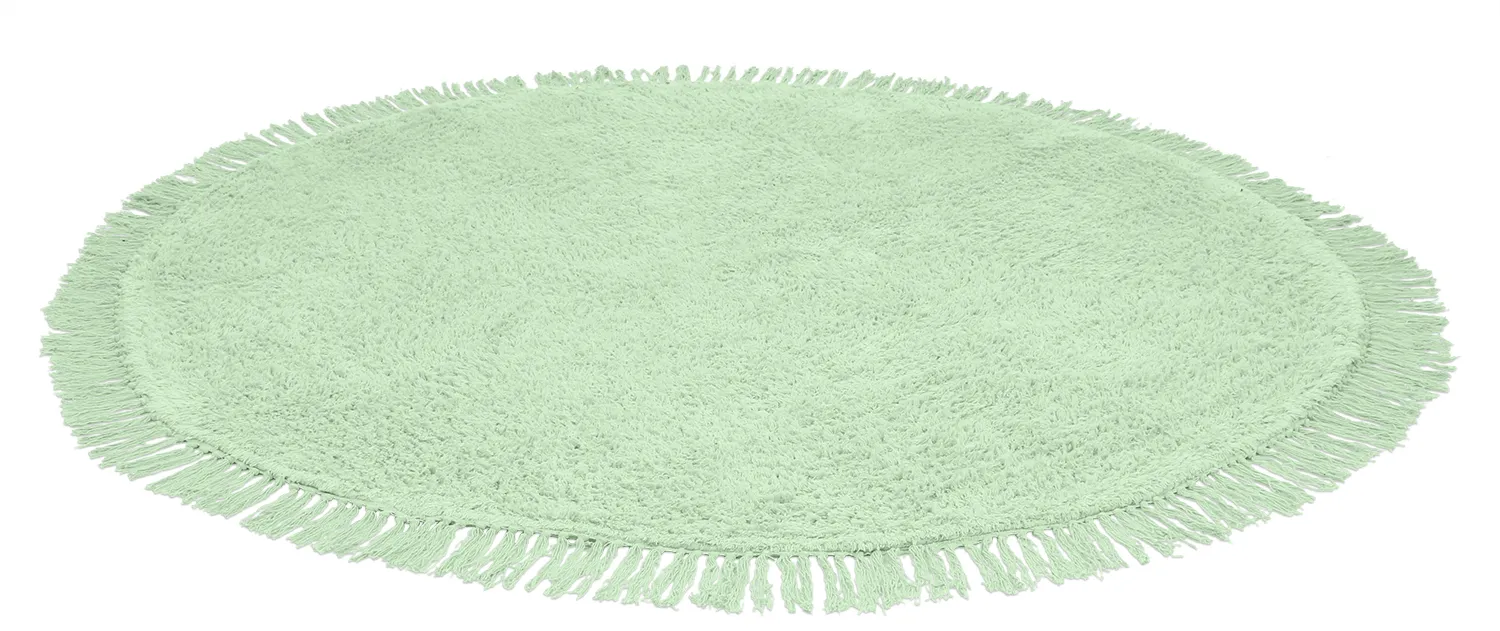 Tapete redondo - Alba Natural Cotton Shaggy (verde claro)