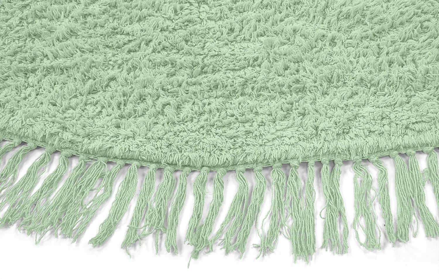 Tapete redondo - Alba Natural Cotton Shaggy (verde claro)