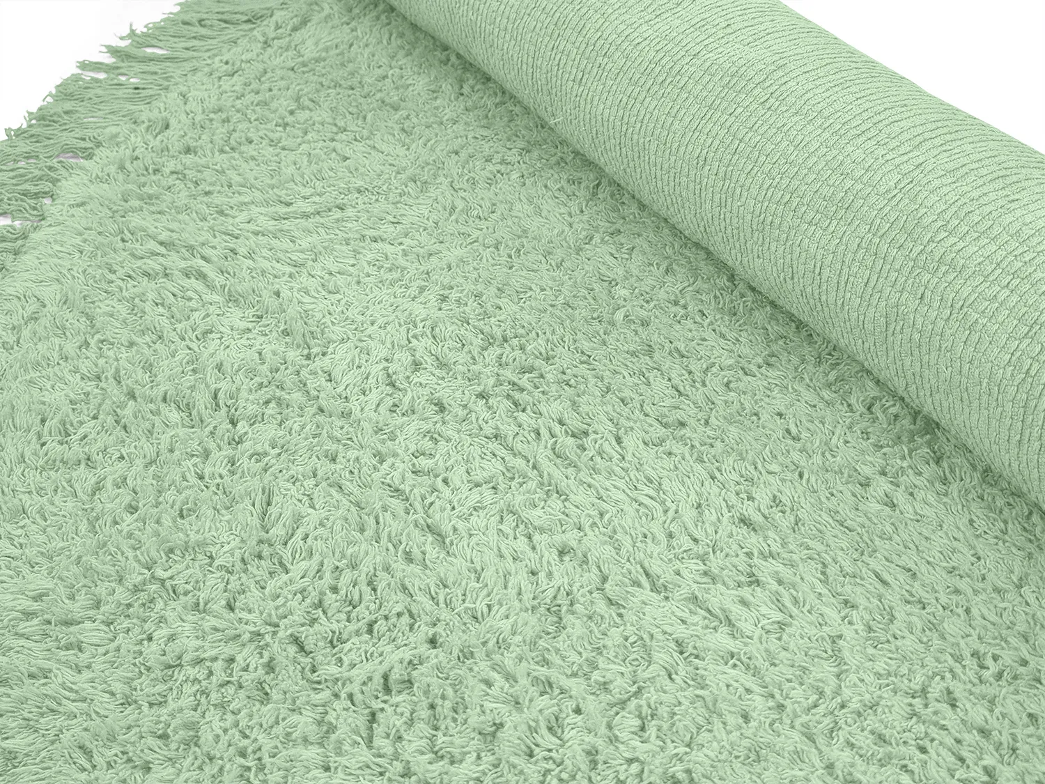 Tapete redondo - Alba Natural Cotton Shaggy (verde claro)