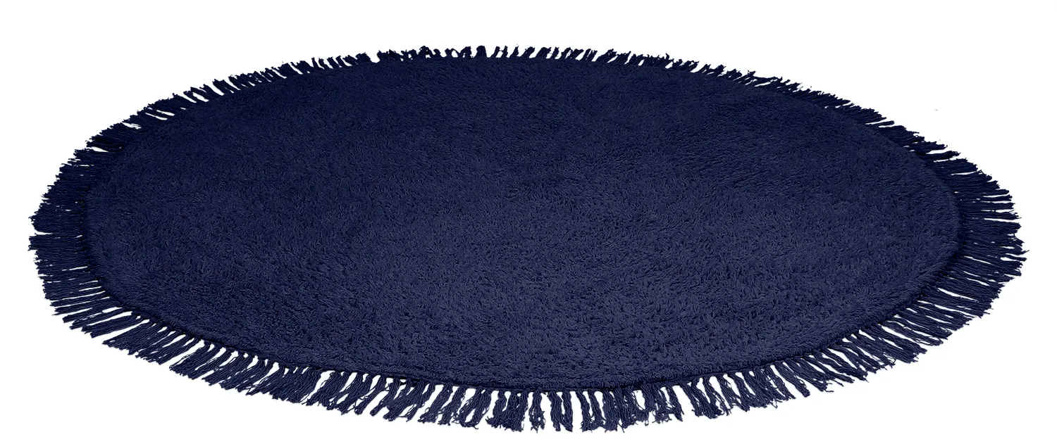 Tapete redondo - Alba Natural Cotton Shaggy (azul escuro)