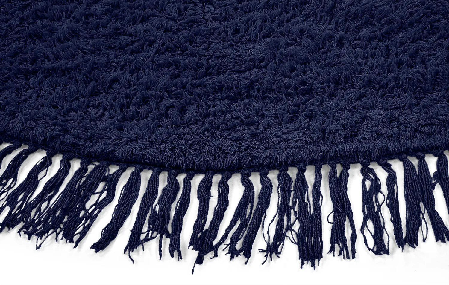 Tapete redondo - Alba Natural Cotton Shaggy (azul escuro)