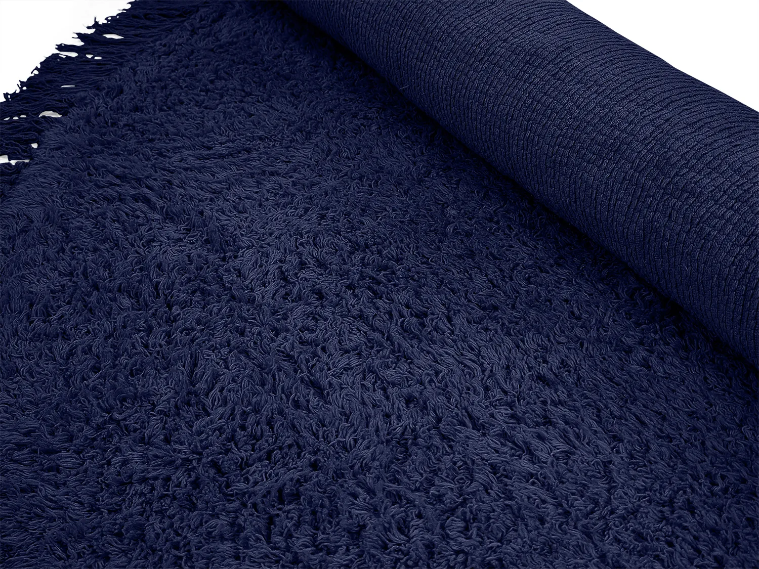 Tapete redondo - Alba Natural Cotton Shaggy (azul escuro)