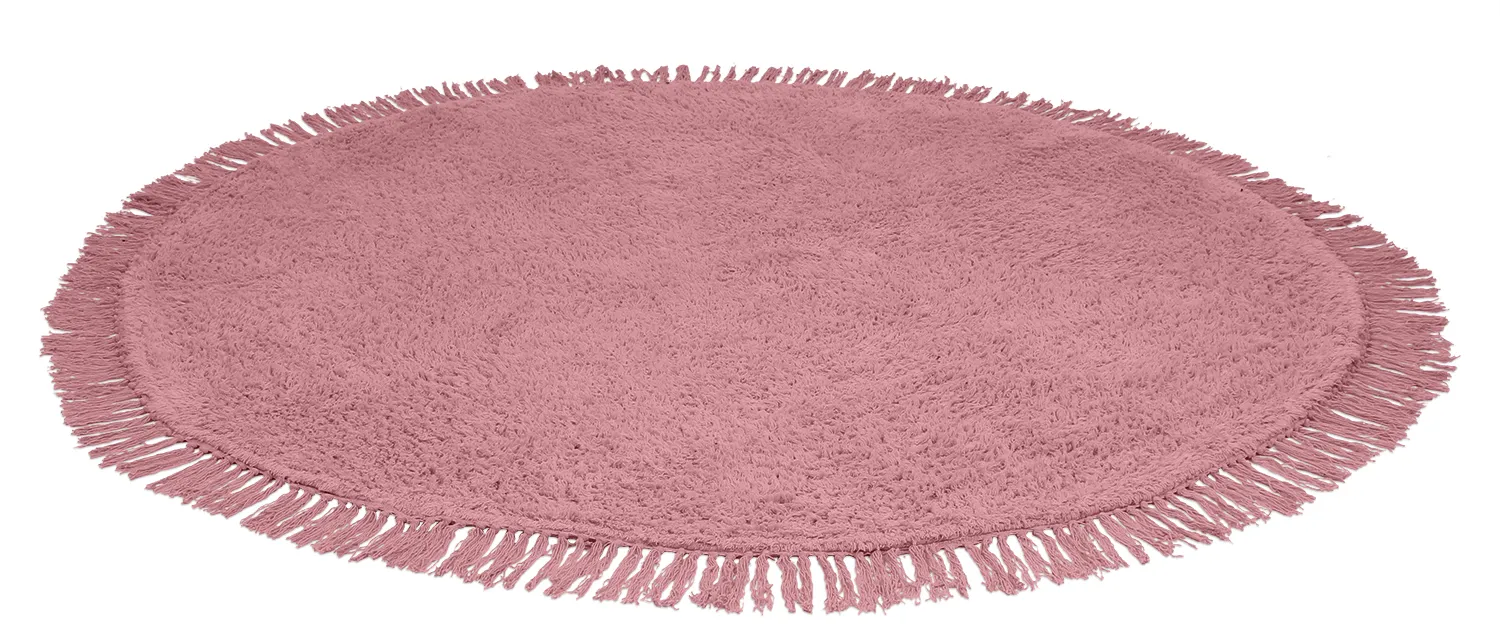 Tapete redondo - Alba Natural Cotton Shaggy (rosa)