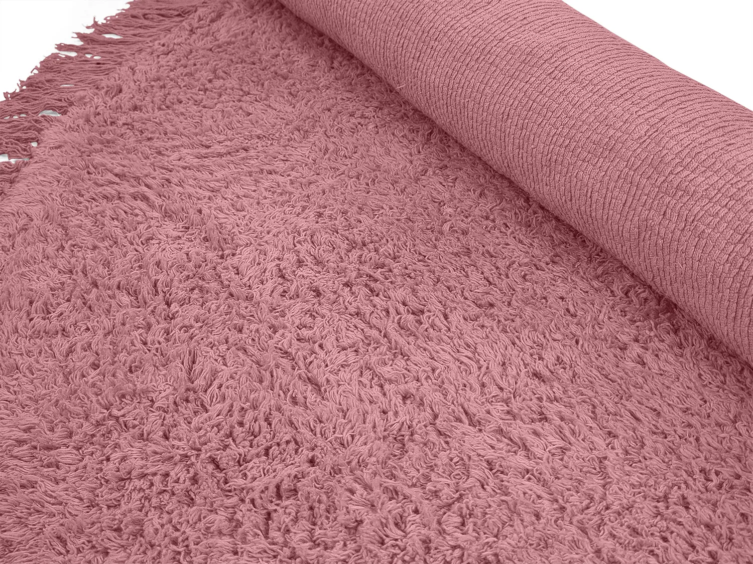 Tapete redondo - Alba Natural Cotton Shaggy (rosa)