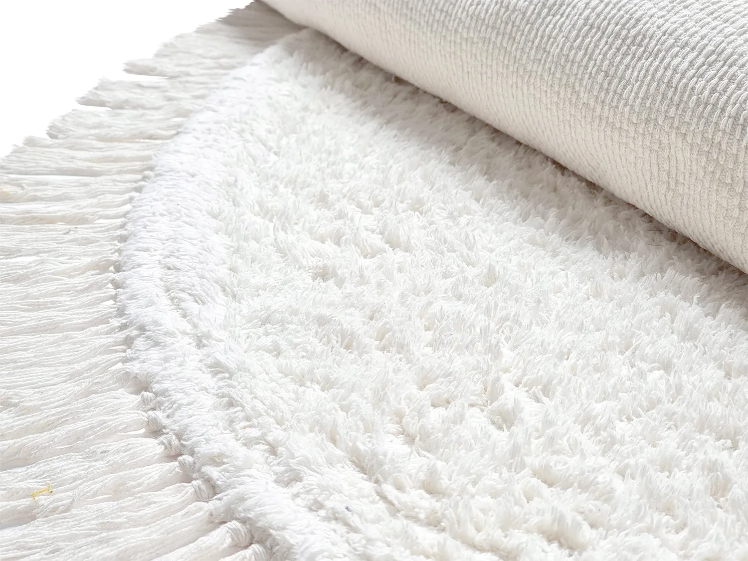 Tapete redondo - Alba Natural Cotton Shaggy (branco)