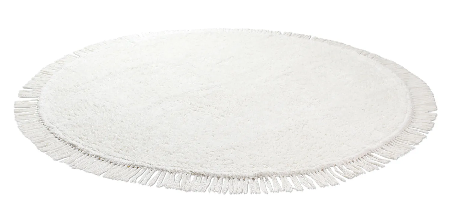 Tapete redondo - Alba Natural Cotton Shaggy (branco)