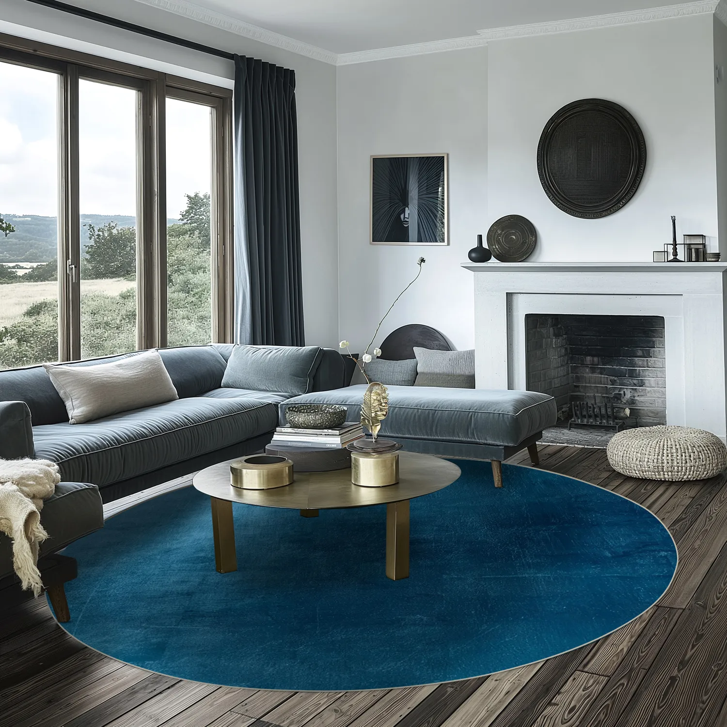 Tapete redondo - Artena (azul escuro)