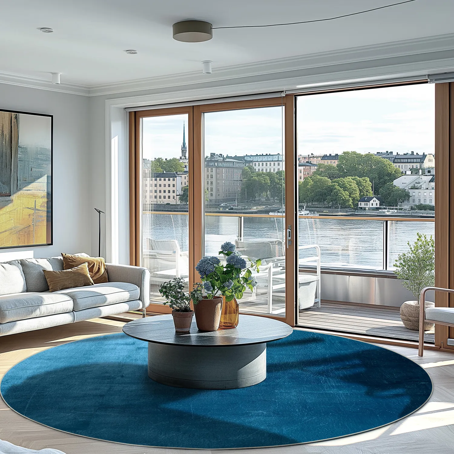 Tapete redondo - Artena (azul escuro)