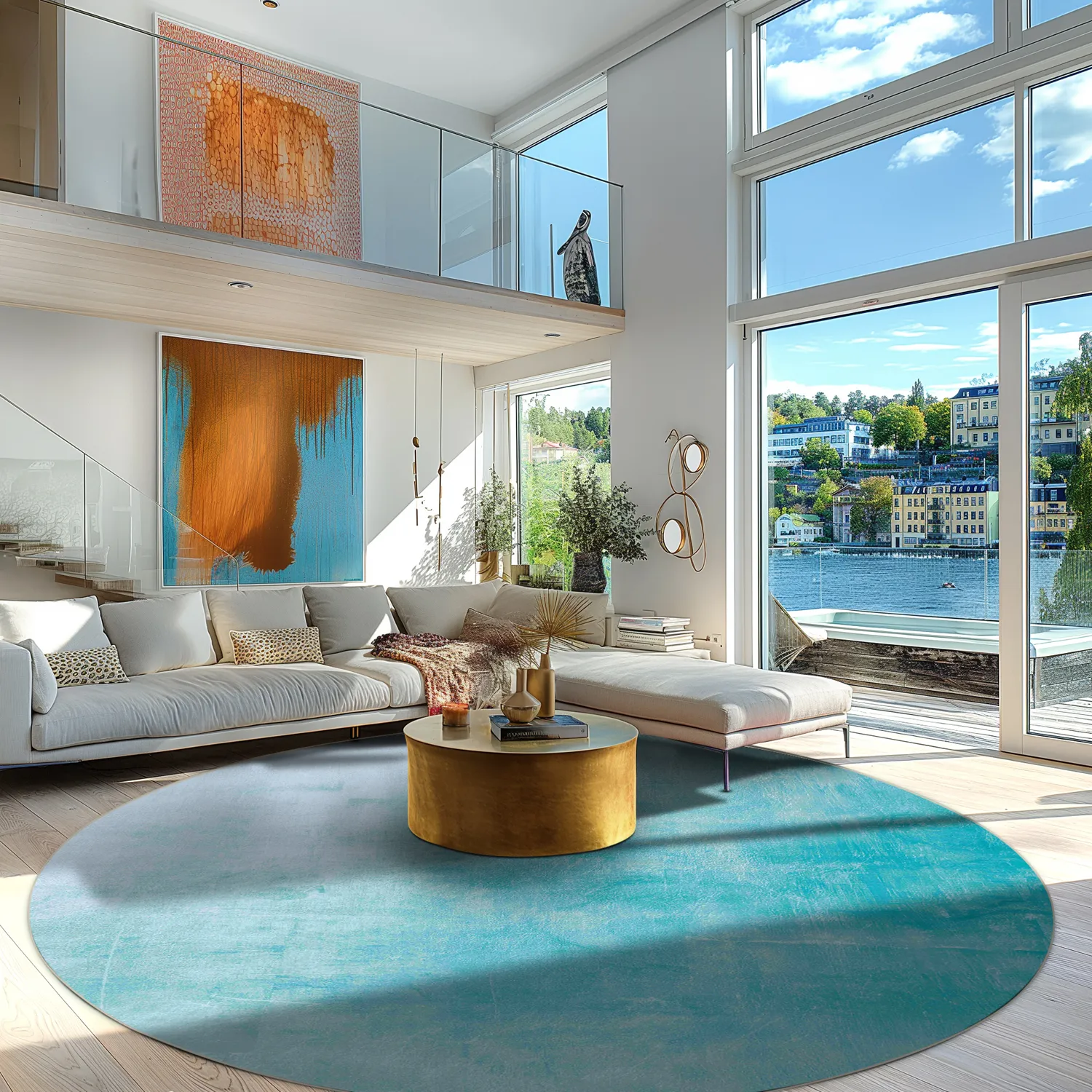 Tapete redondo - Artena (azul claro)