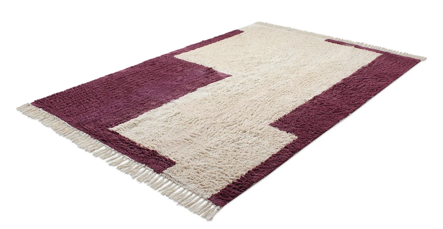 Tapetes felpudos - Ricco Natural Cotton Shaggy (offwhite/bordô)