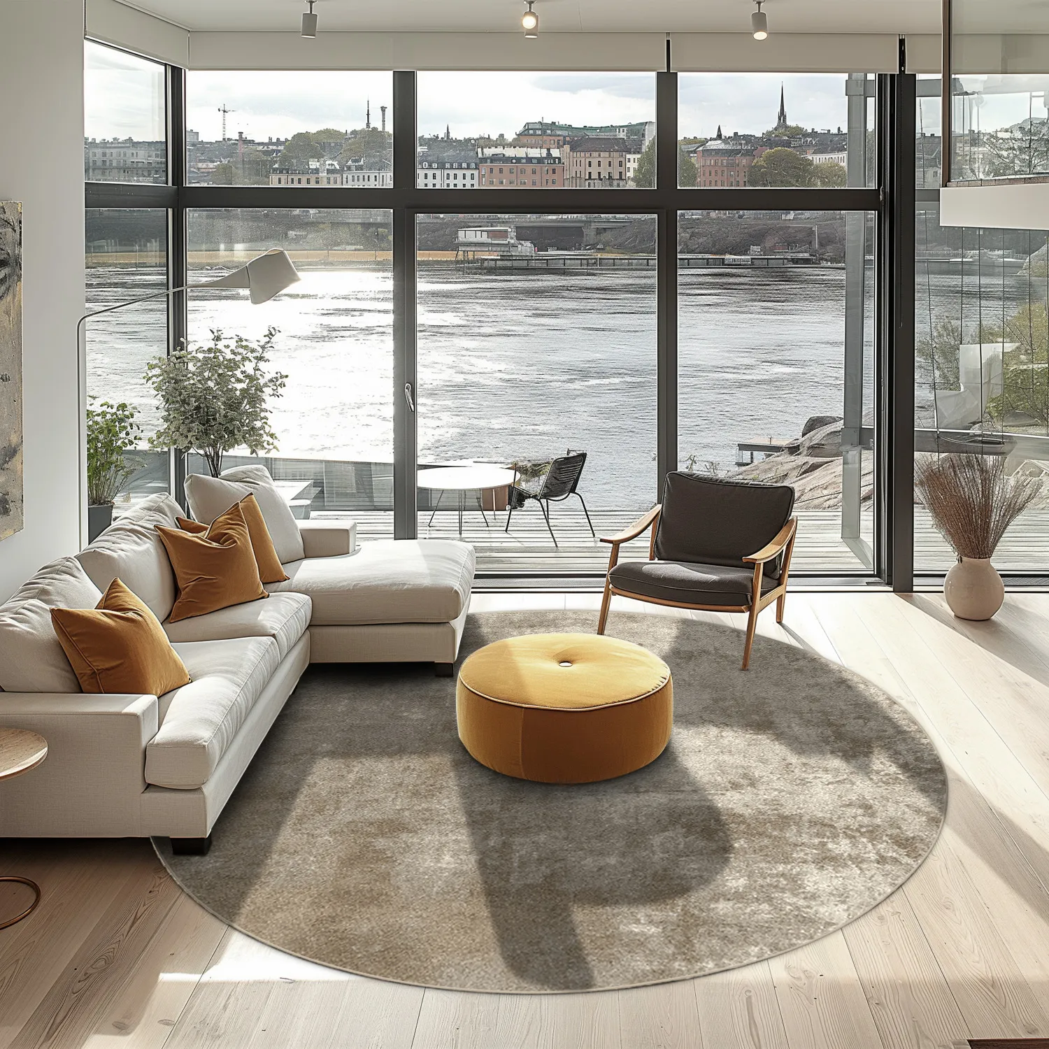 Tapete redondo - Lynton (marrom)