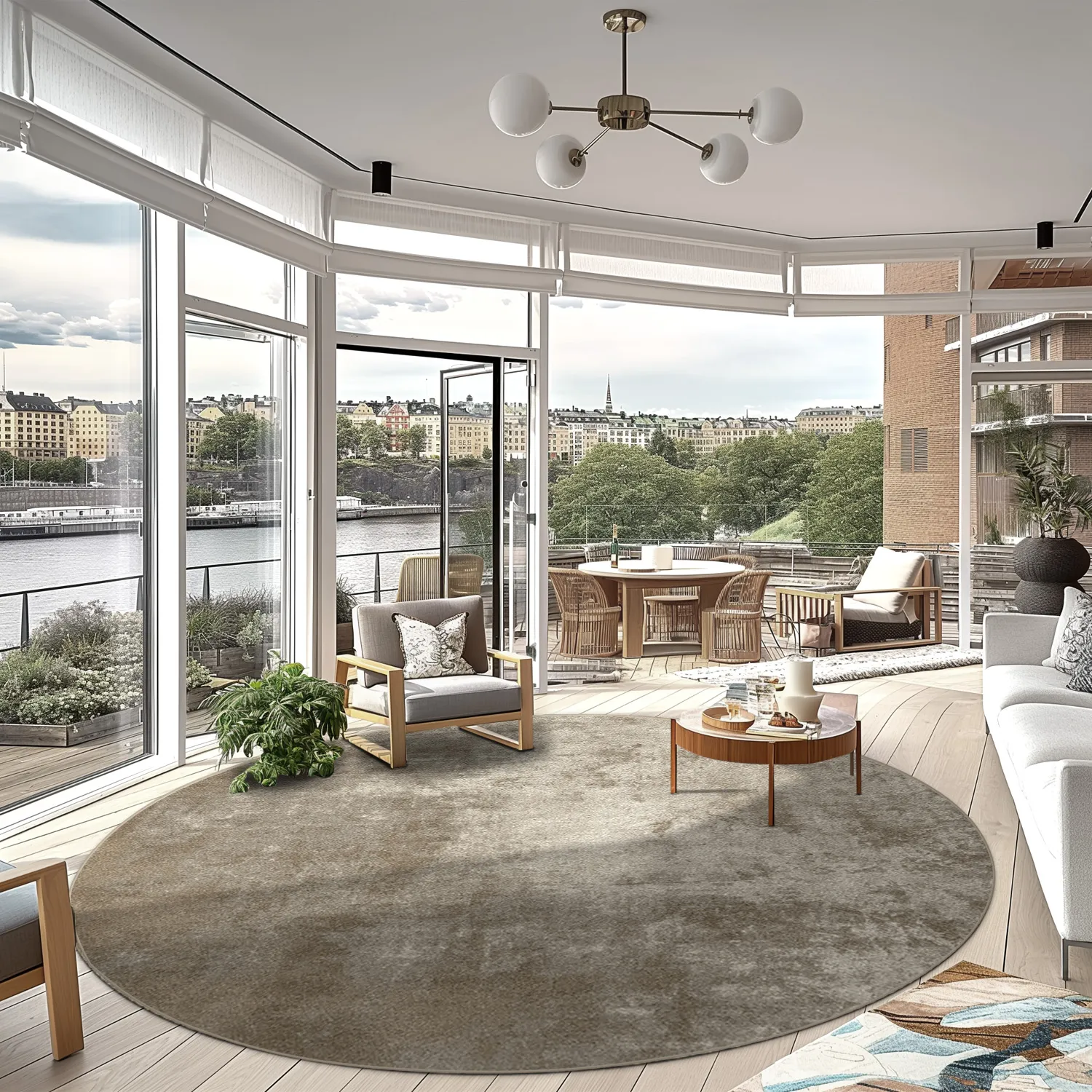 Tapete redondo - Lynton (marrom)