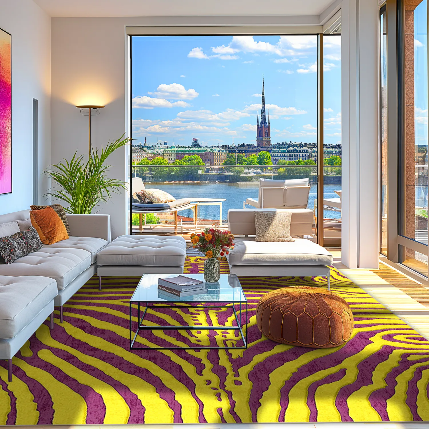 Tapete Wilton - Zebra (amarelo/roxo)