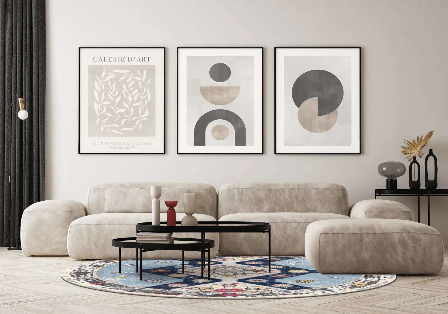 Tapete redondo - Mazzarino (azul/multicolorido)