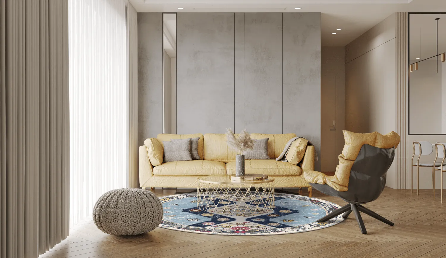 Tapete redondo - Mazzarino (azul/multicolorido)