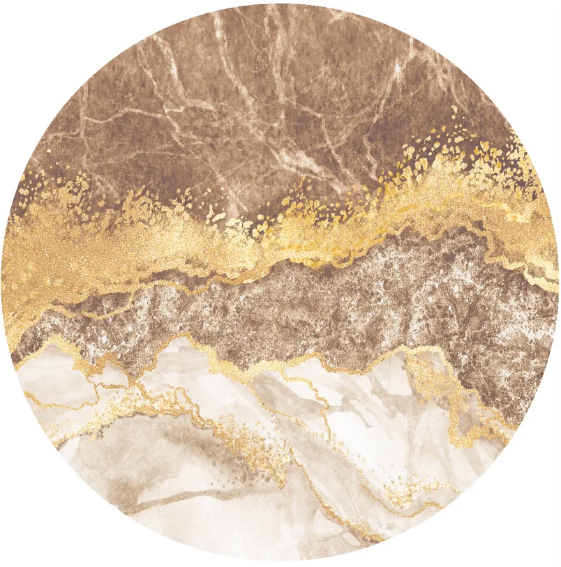 Tapete redondo - Padova (marrom/branco/dourado)