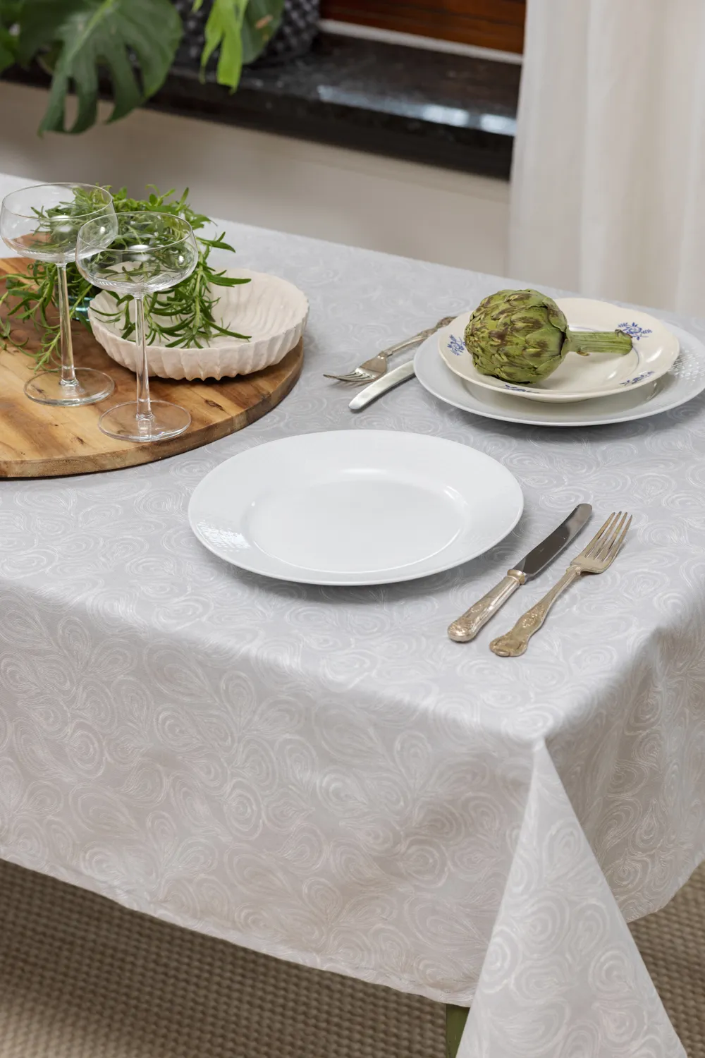Toalha de mesa de algodão Merja (cinza)