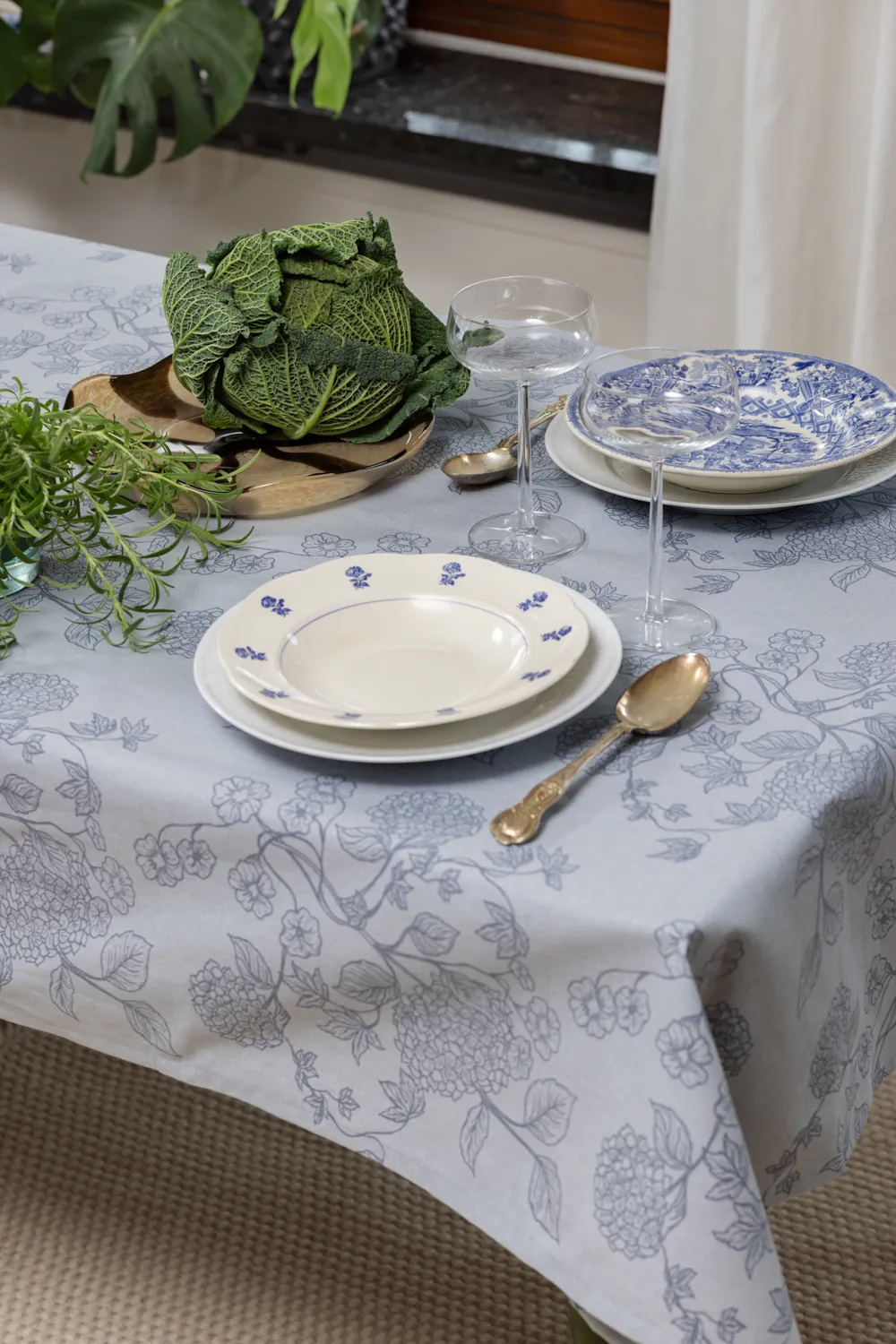 Toalha de mesa de algodão Minna (azul)