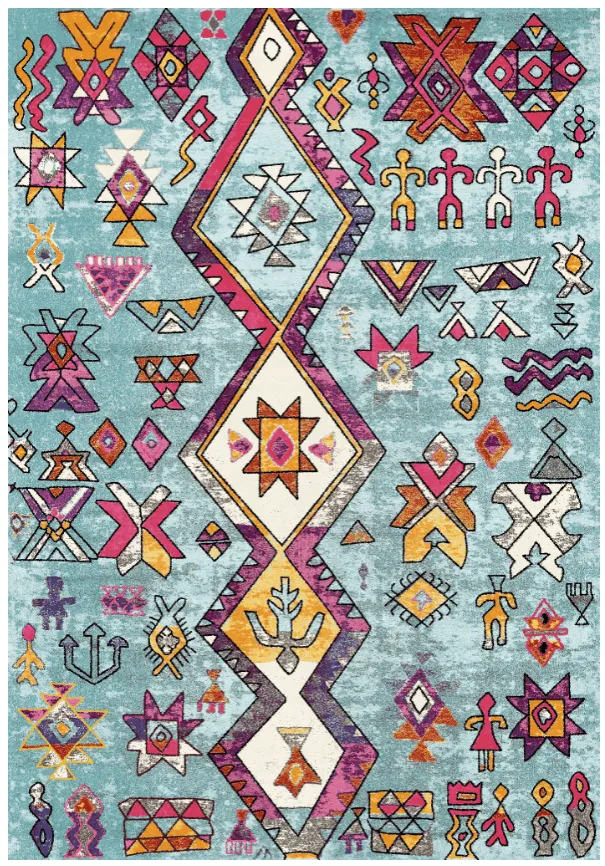 Tapete Wilton - Misare (azul/multicolorido)