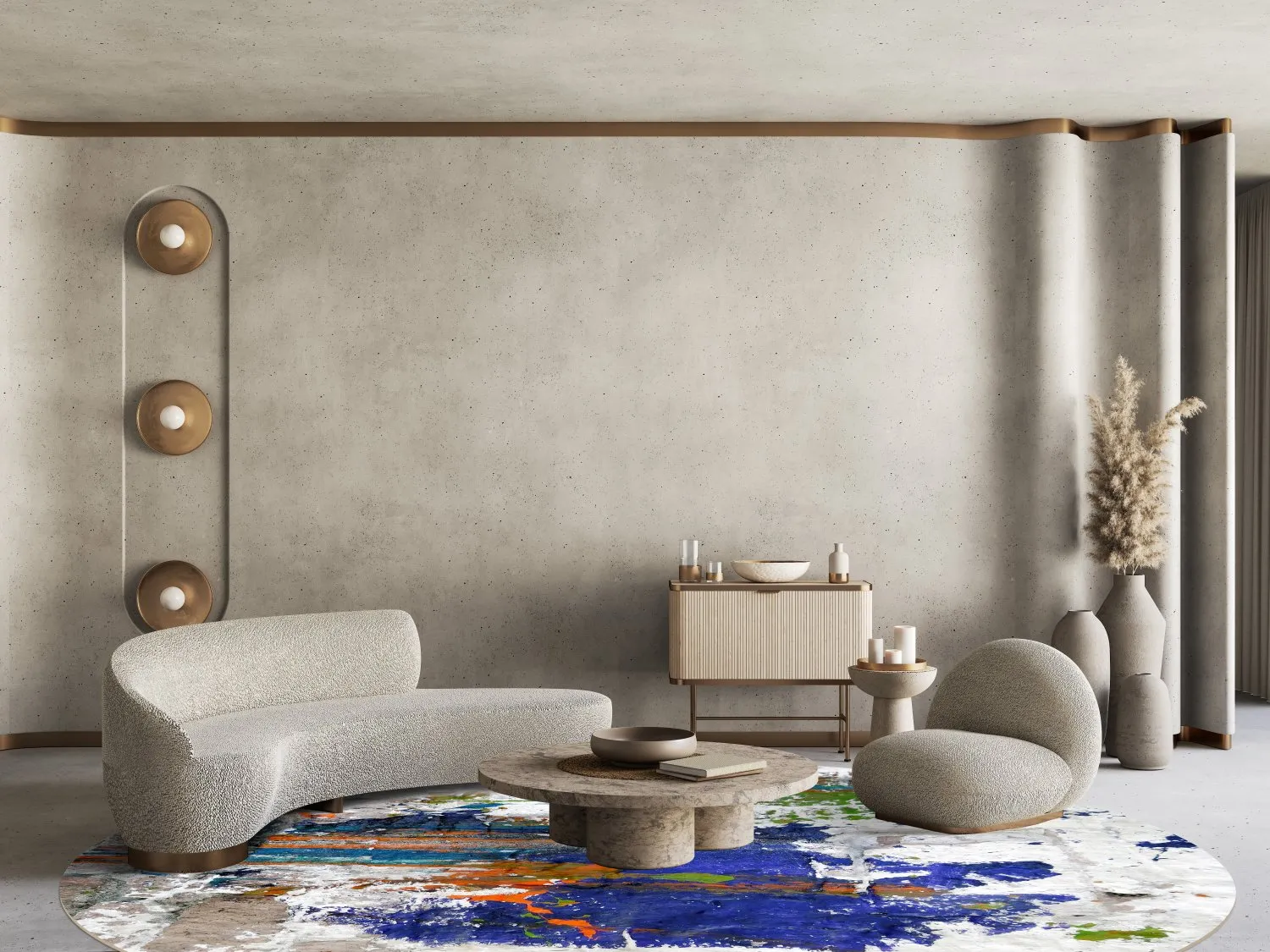 Tapete redondo - Como (multicolorido)