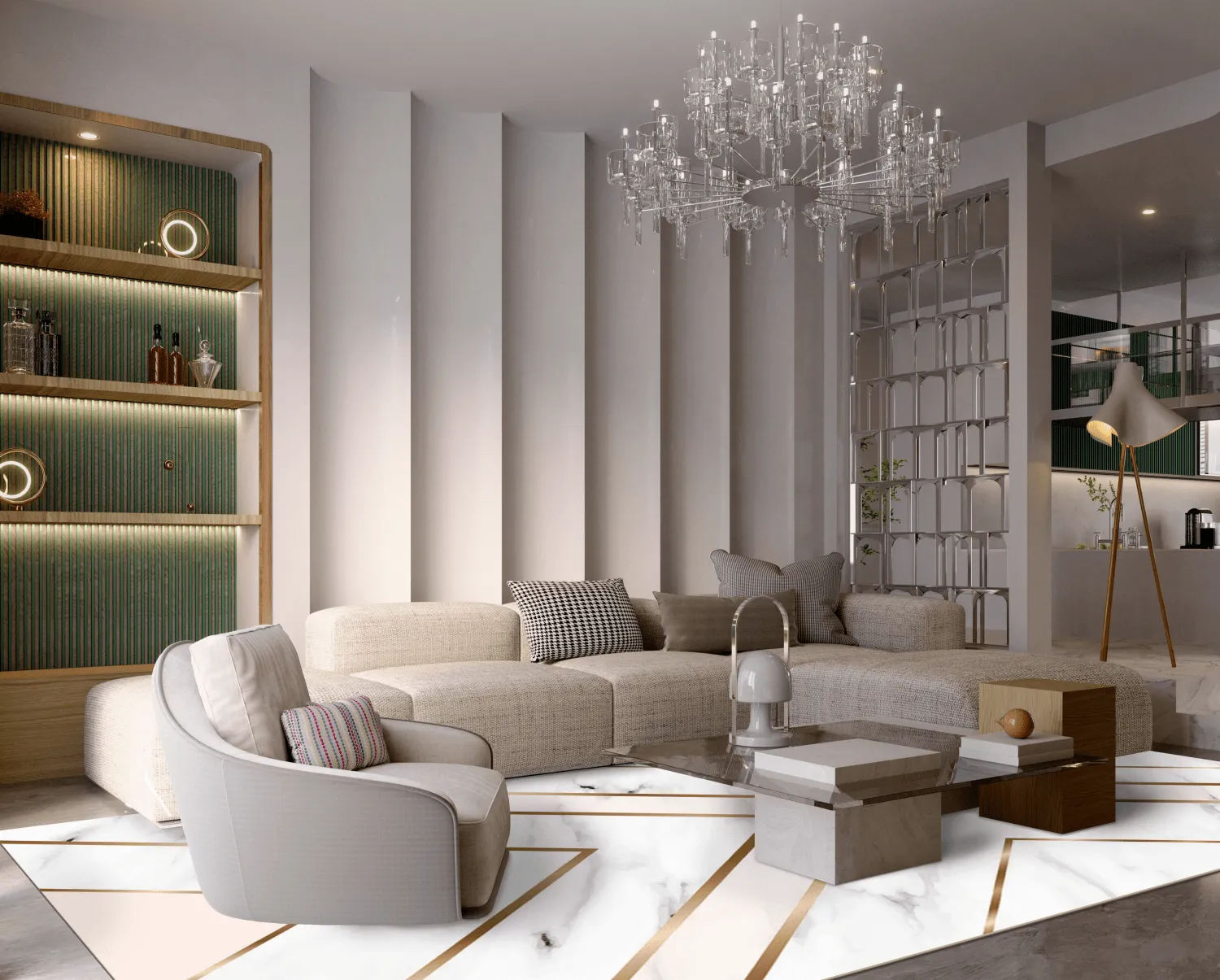 Tapete Wilton - Nemea (branco/rosa/dourado)