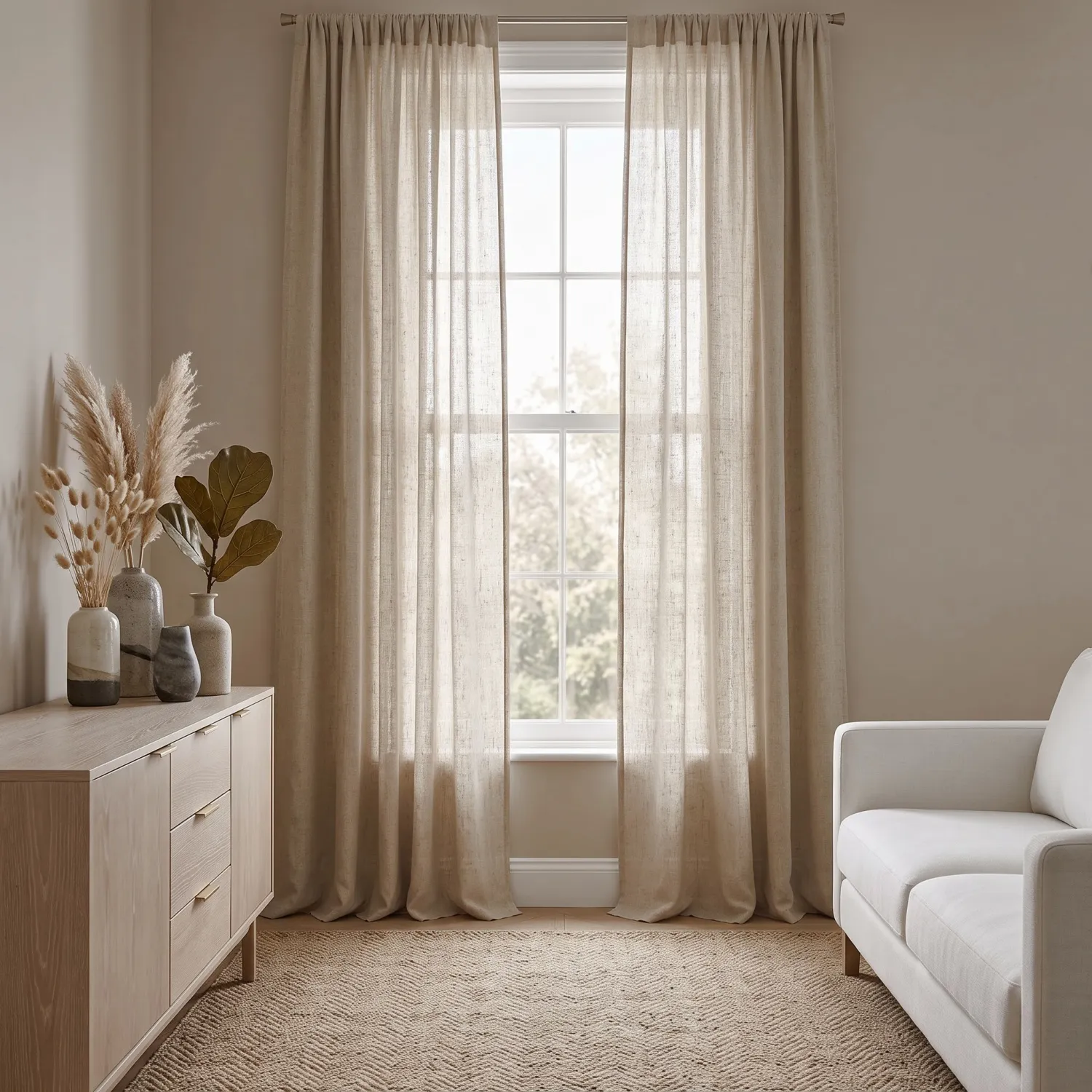 Cortinas Pack de 2 - Cortina de linho Noemi (bege)