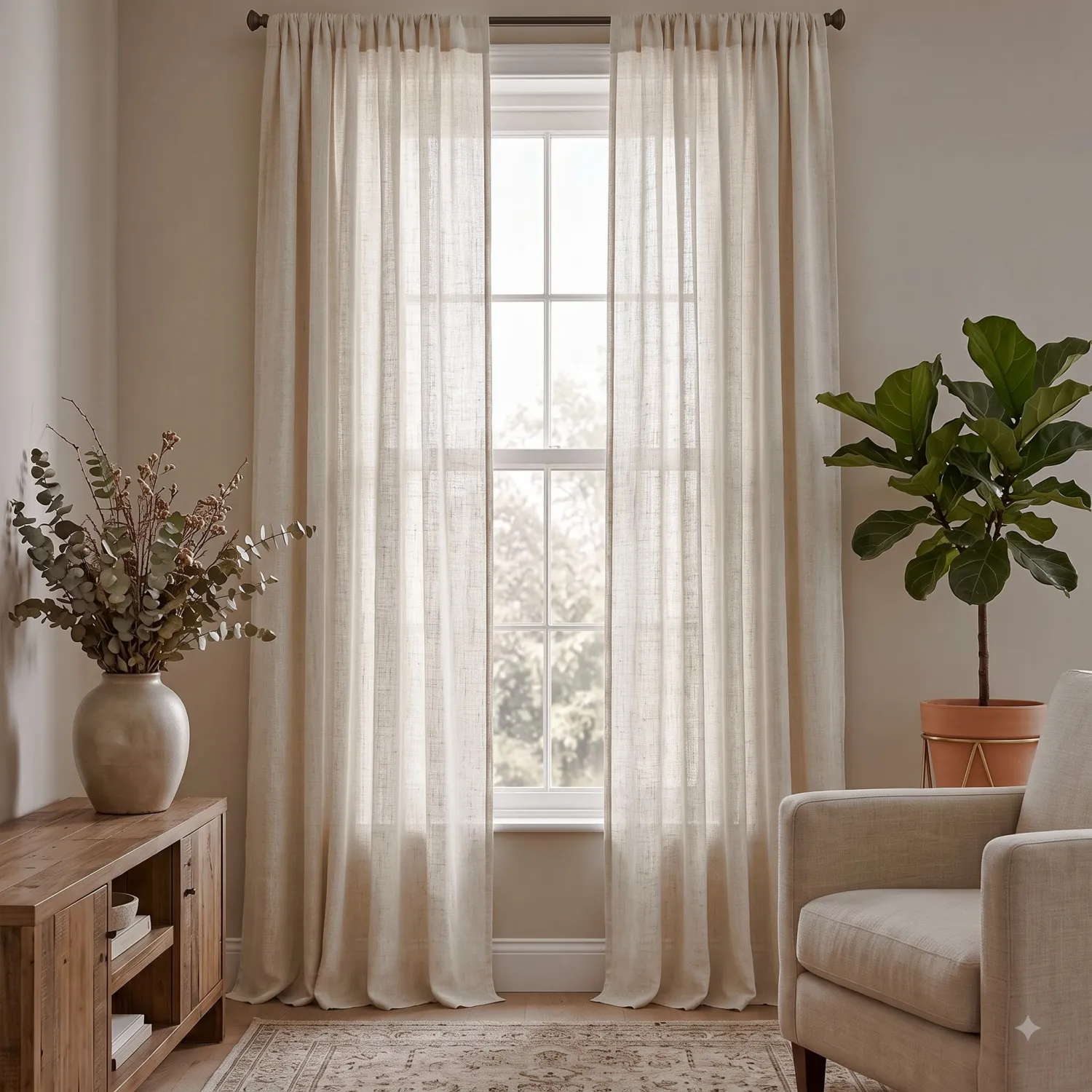 Cortinas Pack de 2 - Cortina de linho Noemi (creme)