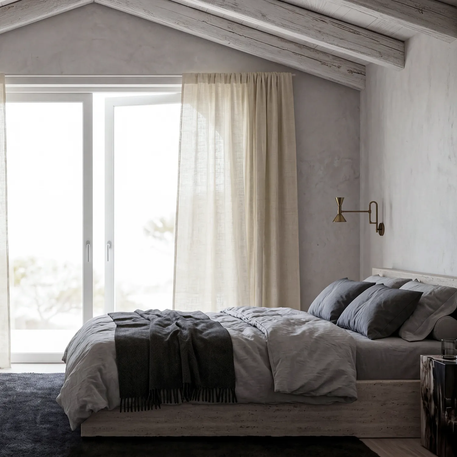 Cortinas Pack de 2 - Cortina de linho Noemi (creme)