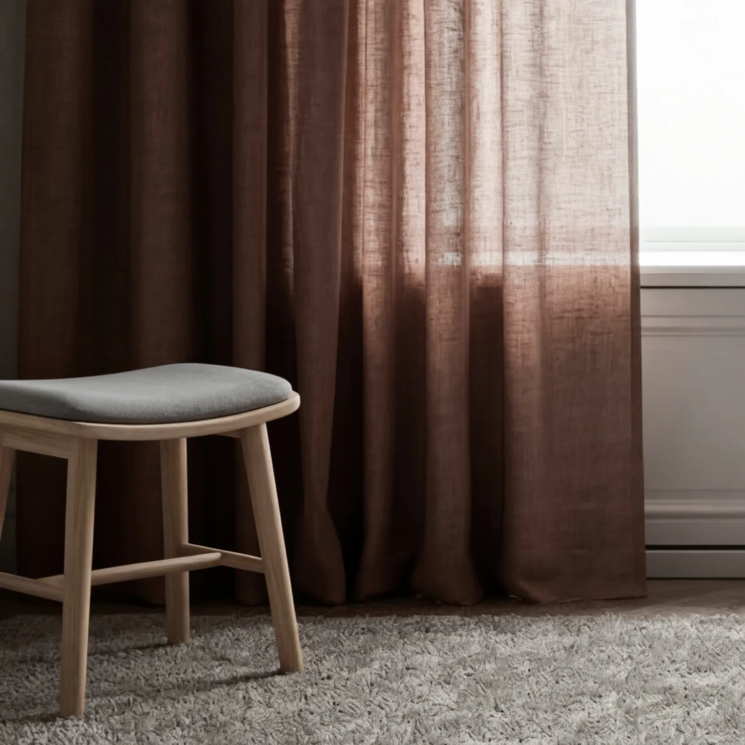 Cortinas Pack de 2 - Cortina de linho Noemi (marrom escuro)