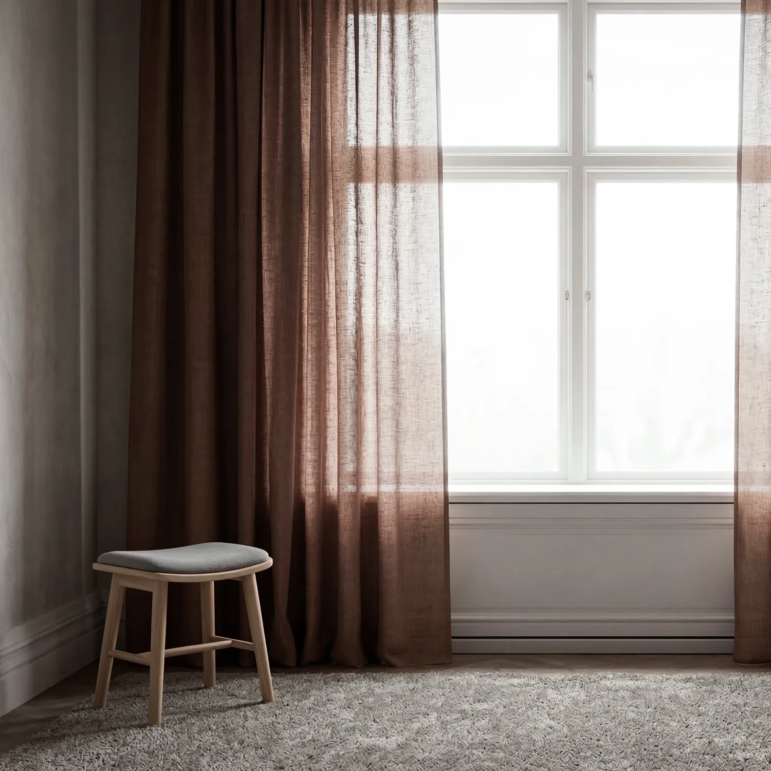 Cortinas Pack de 2 - Cortina de linho Noemi (marrom escuro)