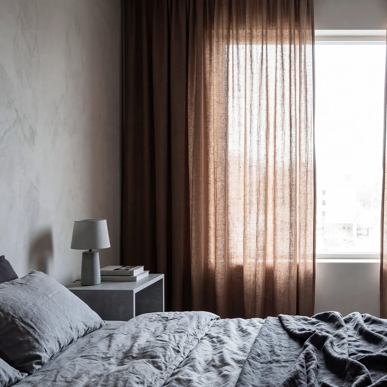 Cortinas Pack de 2 - Cortina de linho Noemi (marrom escuro)