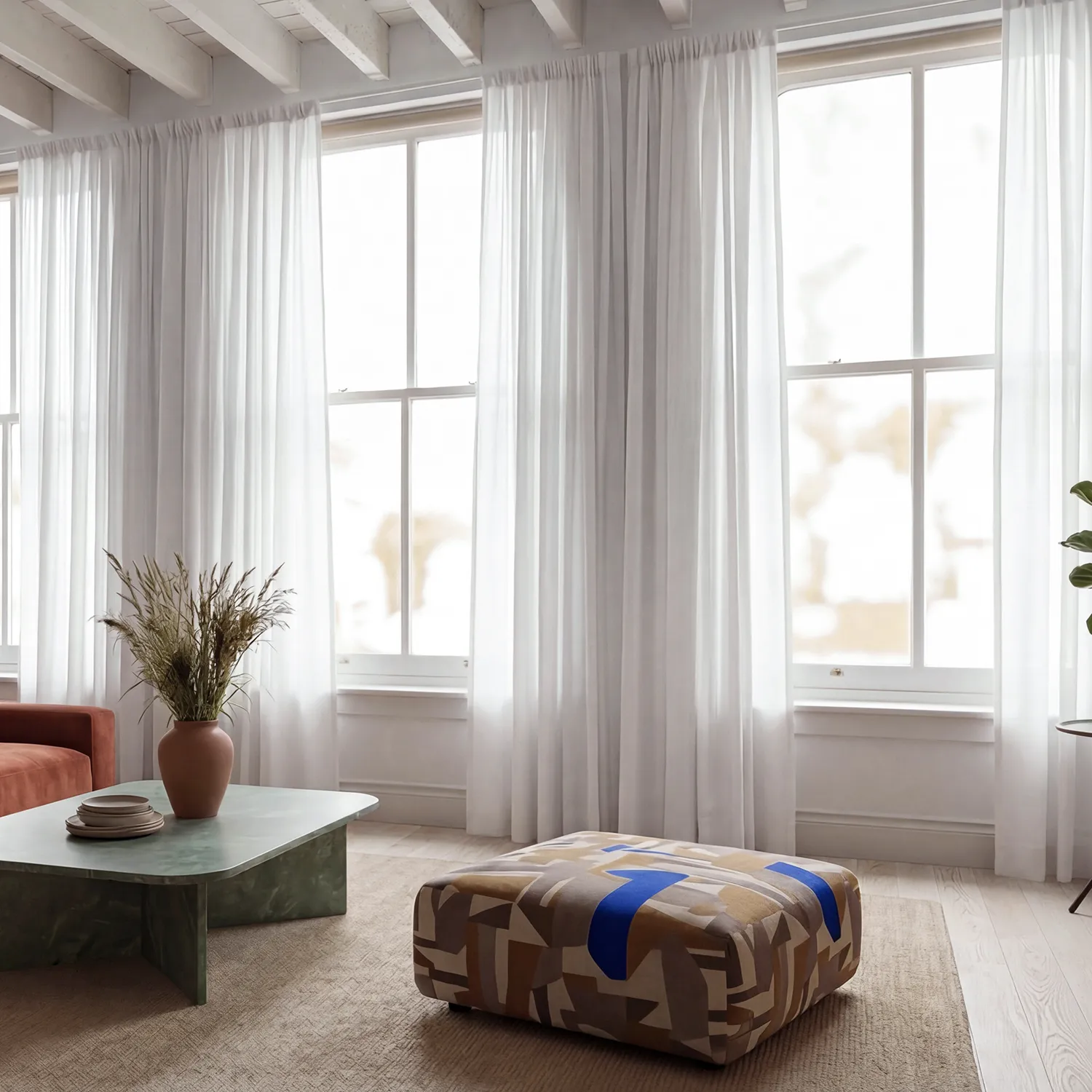 Cortinas Pack de 2 - Cortina de linho Noemi (branco)